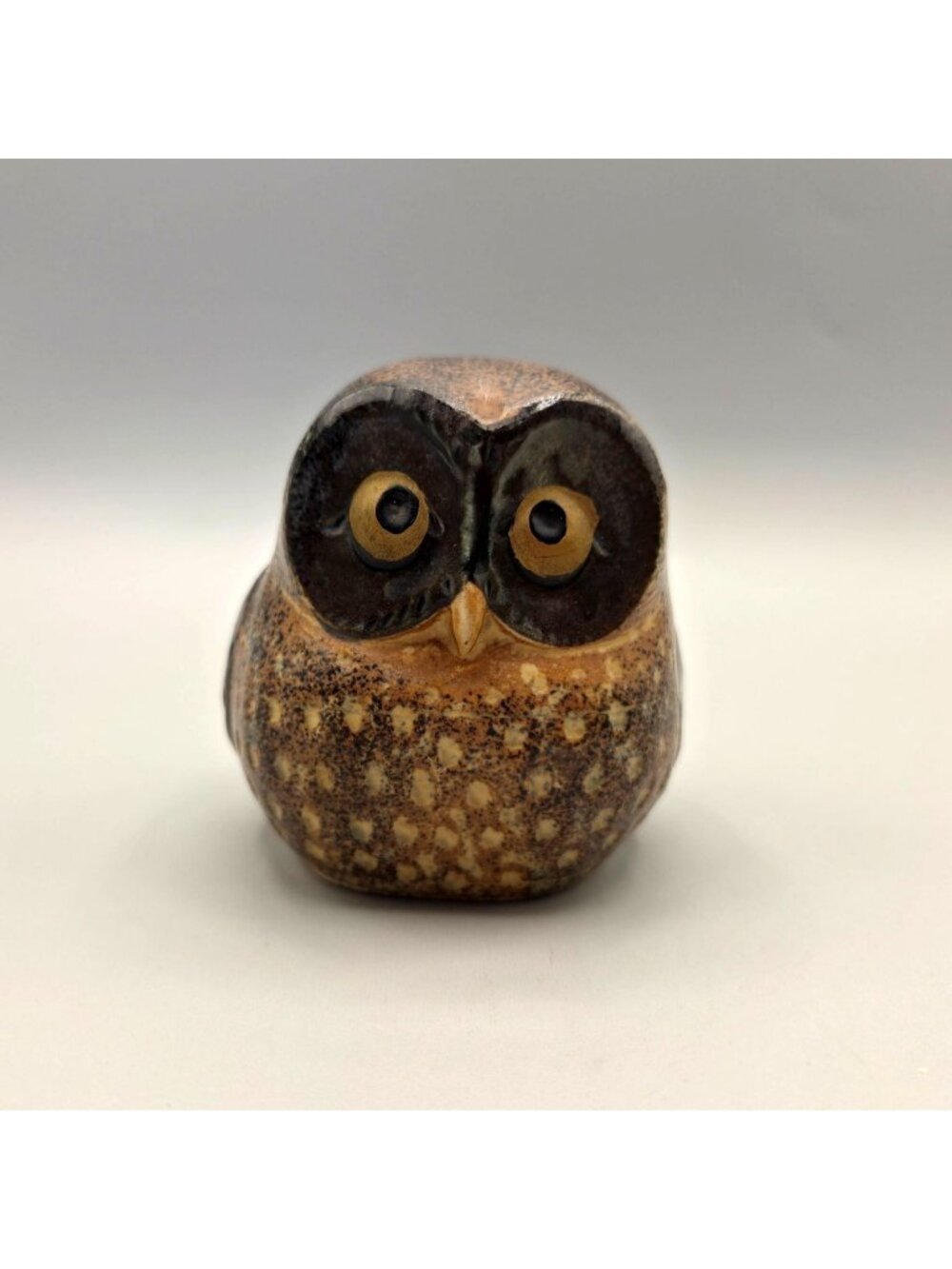 Otagiri Ceramic Owl Figurine Rustic Brown Black Glaze Home Decor Accent